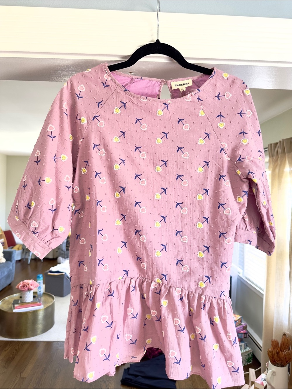 Hidden Alley Purple Floral Textured Top